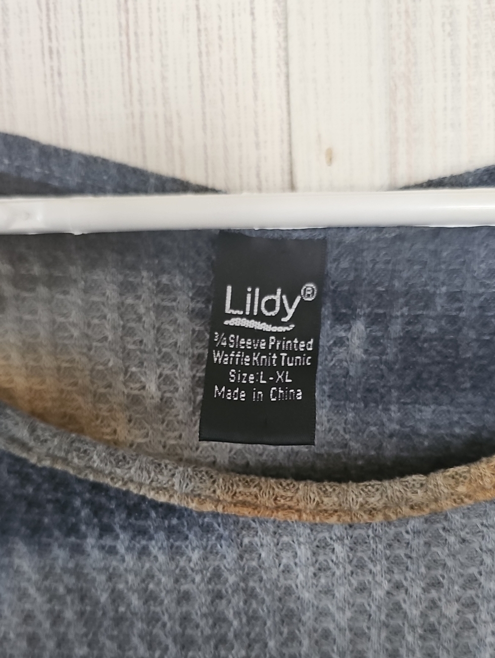Lily Tie-Dye Waffle Knit Short Sleeve Top - Orange & Gray - Picture 2 of 3